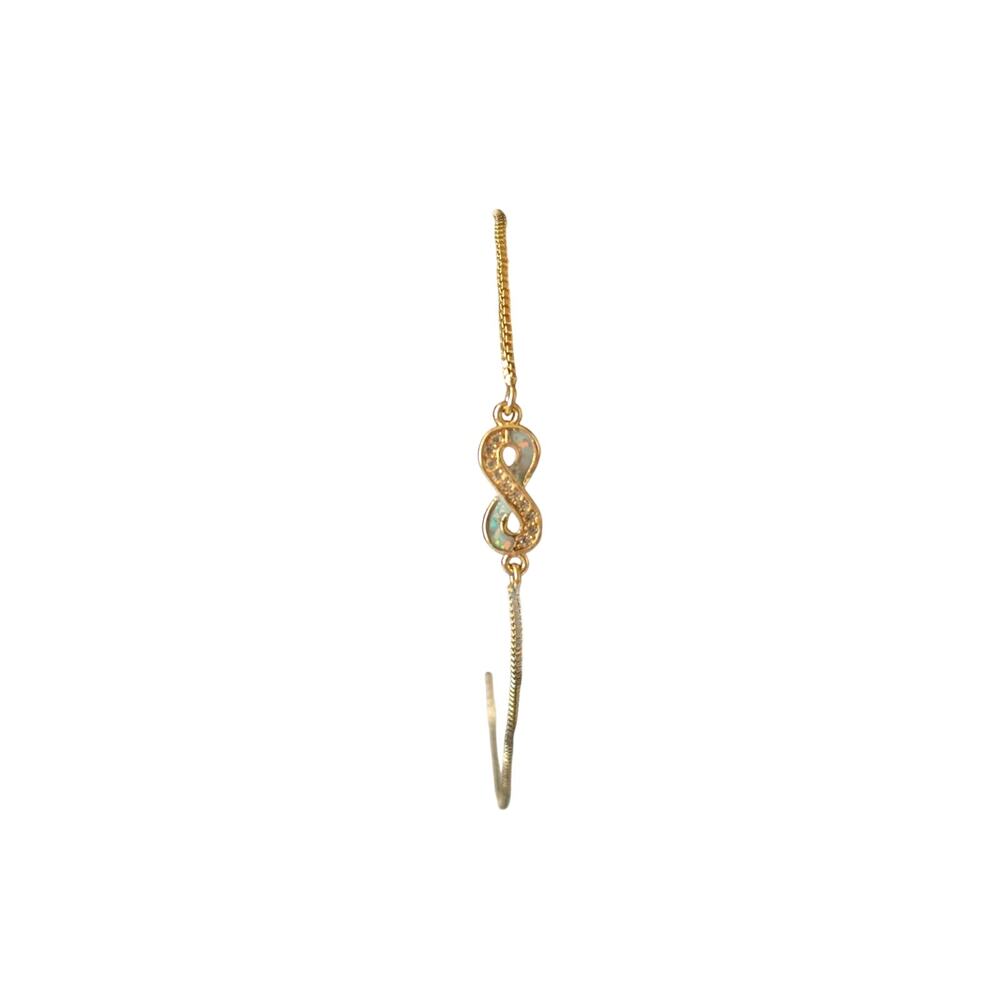 Gold Tone Adjustable Bracelet With Sideways Infinity Symbol CZ Pavé Charm